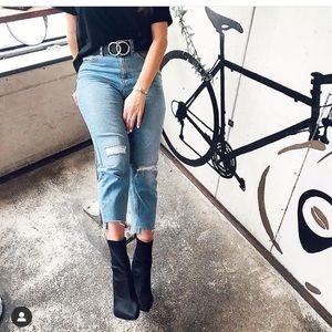 Cropped high rise jeans